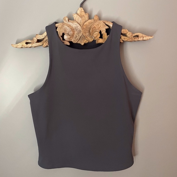 Express Tops - EXPRESS Body Contour Cropped High Neck Tank, Size: Medium, Color: Steamer